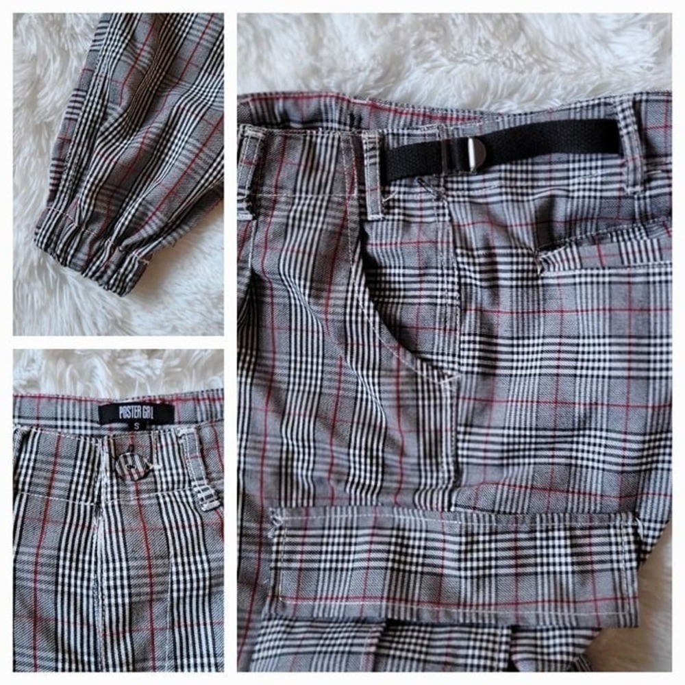 Dolls Kill Poster Girl Plaid Cargo Pants With Elastic Cuffs -S - Picture 8 of 9